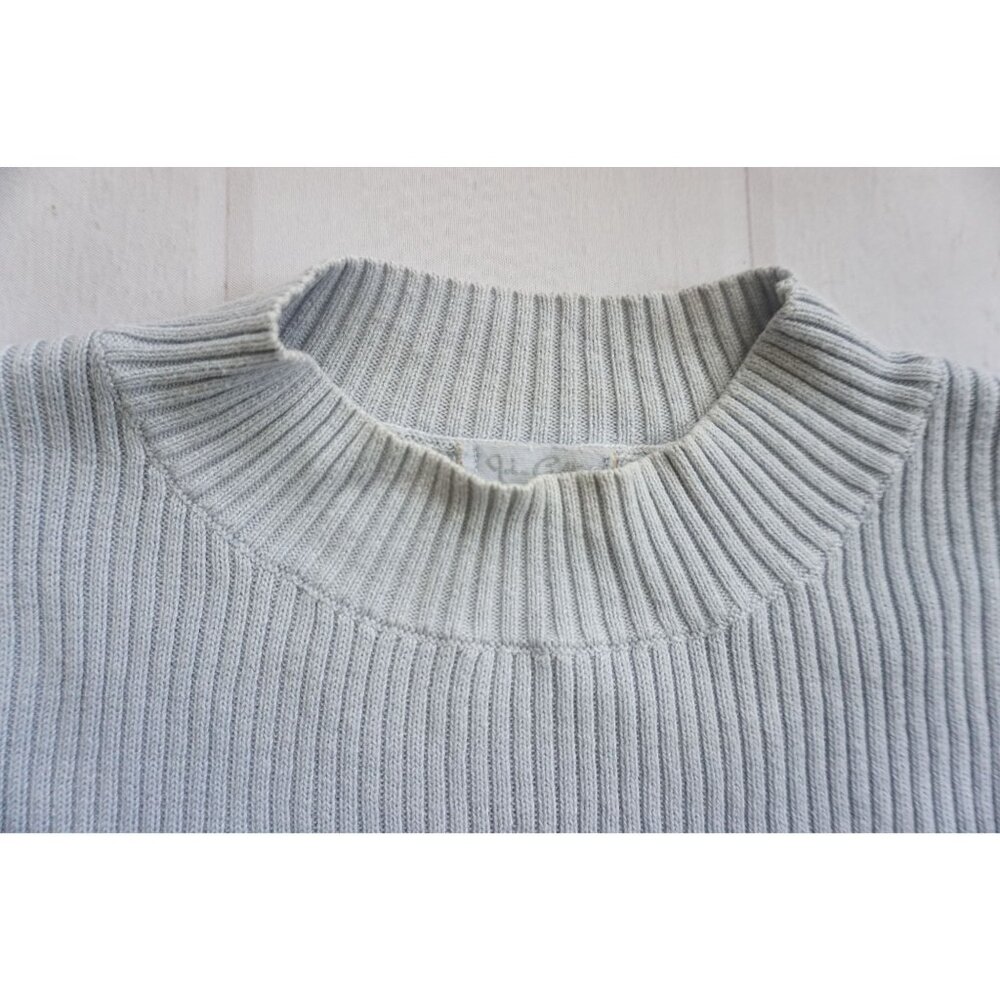 John Galt Light Blue Ribbed Stretchy Sweater - Size O/S - Picture 2 of 6